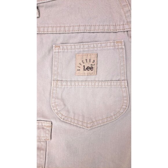 Vintage Lee Tan Cargo Khaki Shorts High Waist Women Size 28" Waist 6 Pocket Mom - Picture 3 of 8